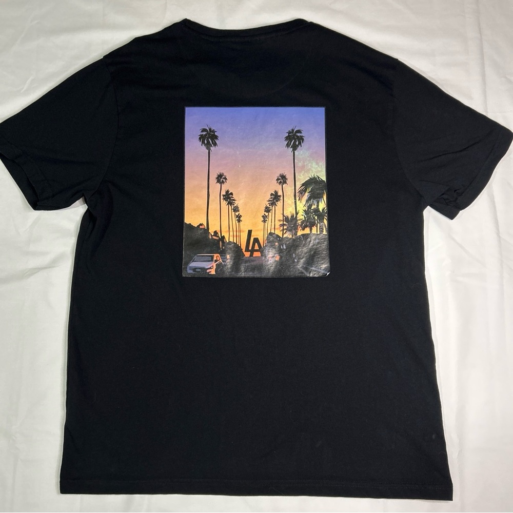 Denim & Flower Shirt Women’s Large Graphic Print T Shirt Top Casual Los Angeles